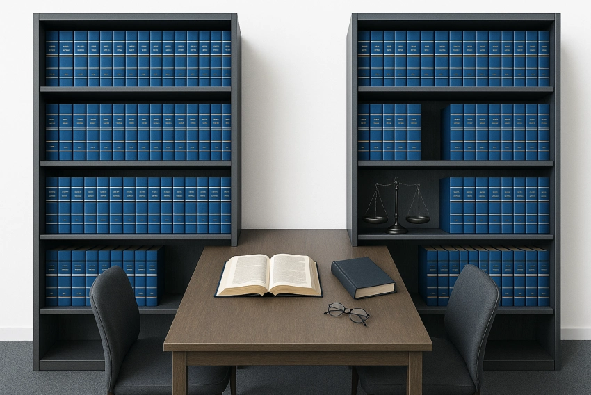 Modern legal library overhead